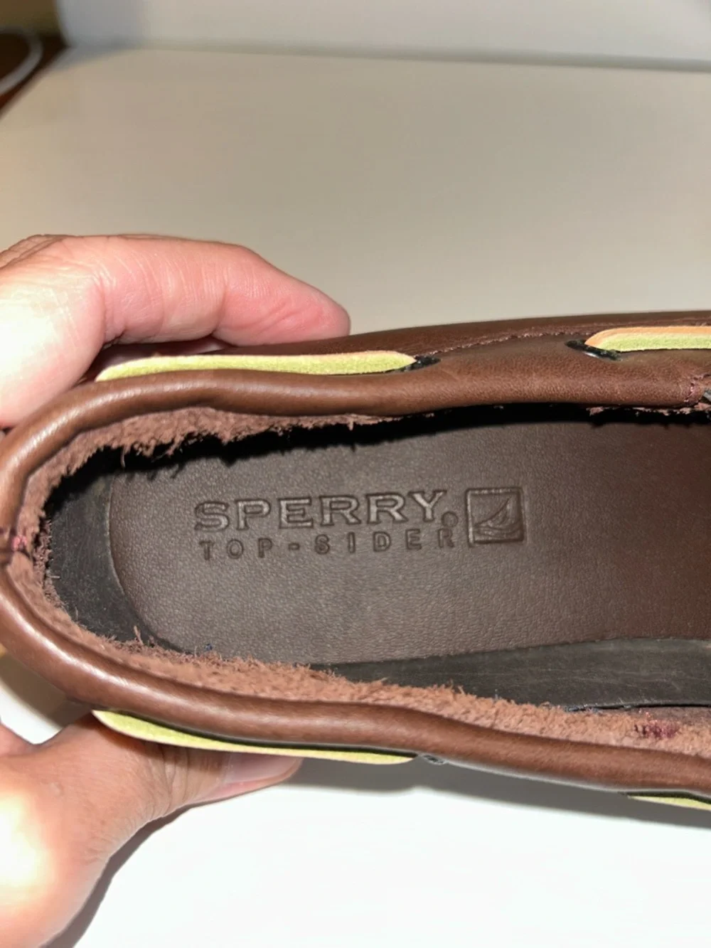 Sperry Brown Leather Boat Shoes with Tan Laces